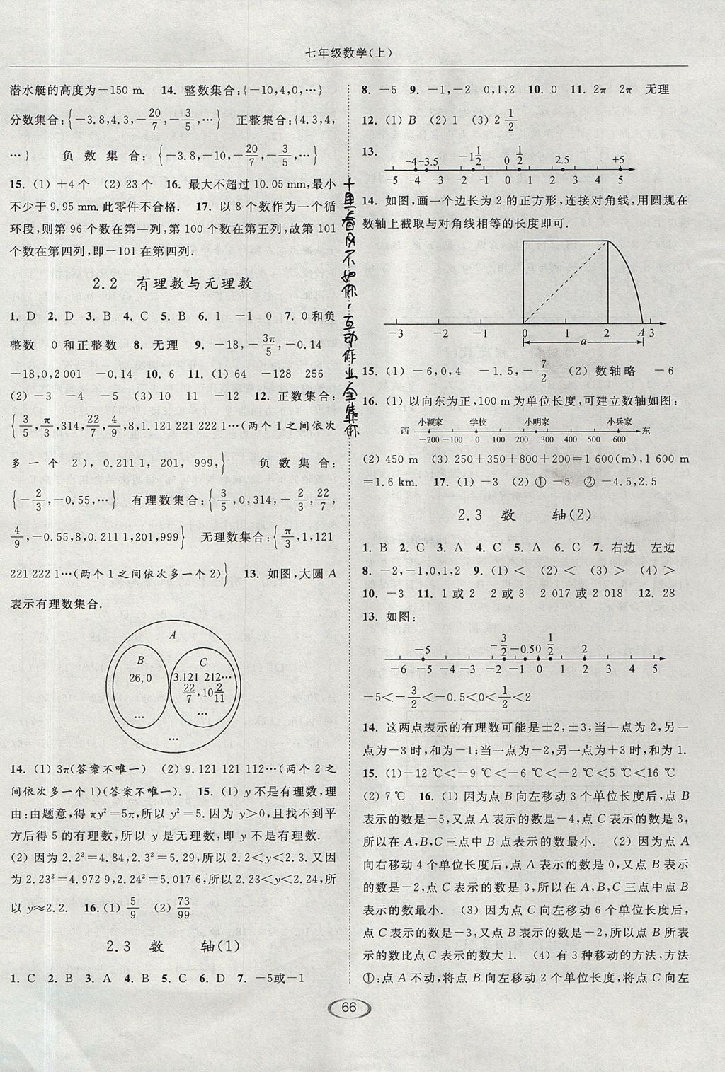 2017年亮點給力提優(yōu)課時作業(yè)本七年級數(shù)學(xué)上冊江蘇版 參考答案