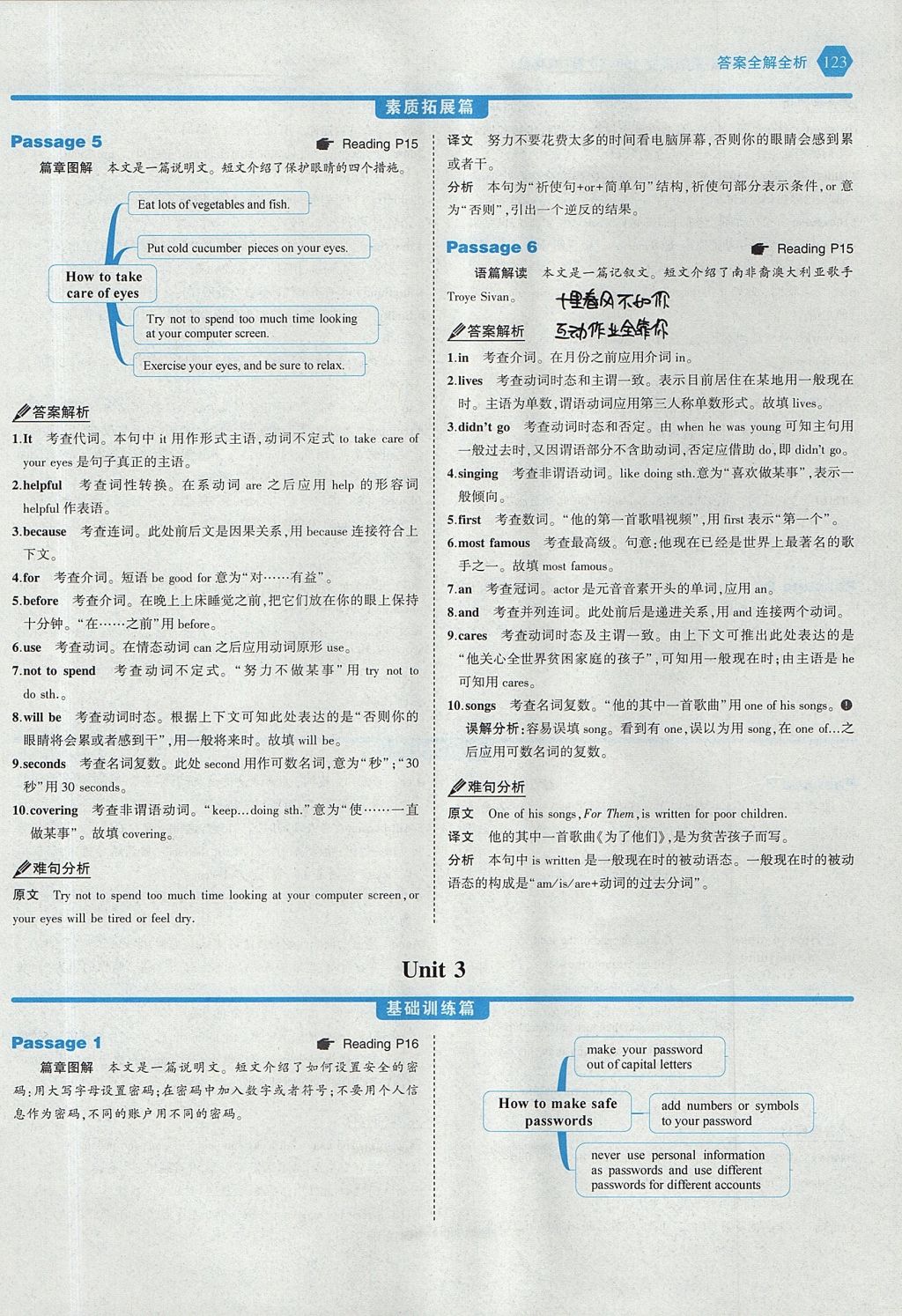 2017年53English八年级英语语法填空150加50篇 答案速查