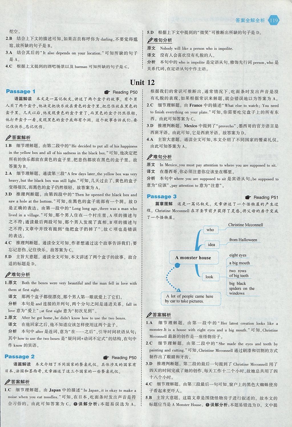 2017年53English八年級英語閱讀理解 參考答案