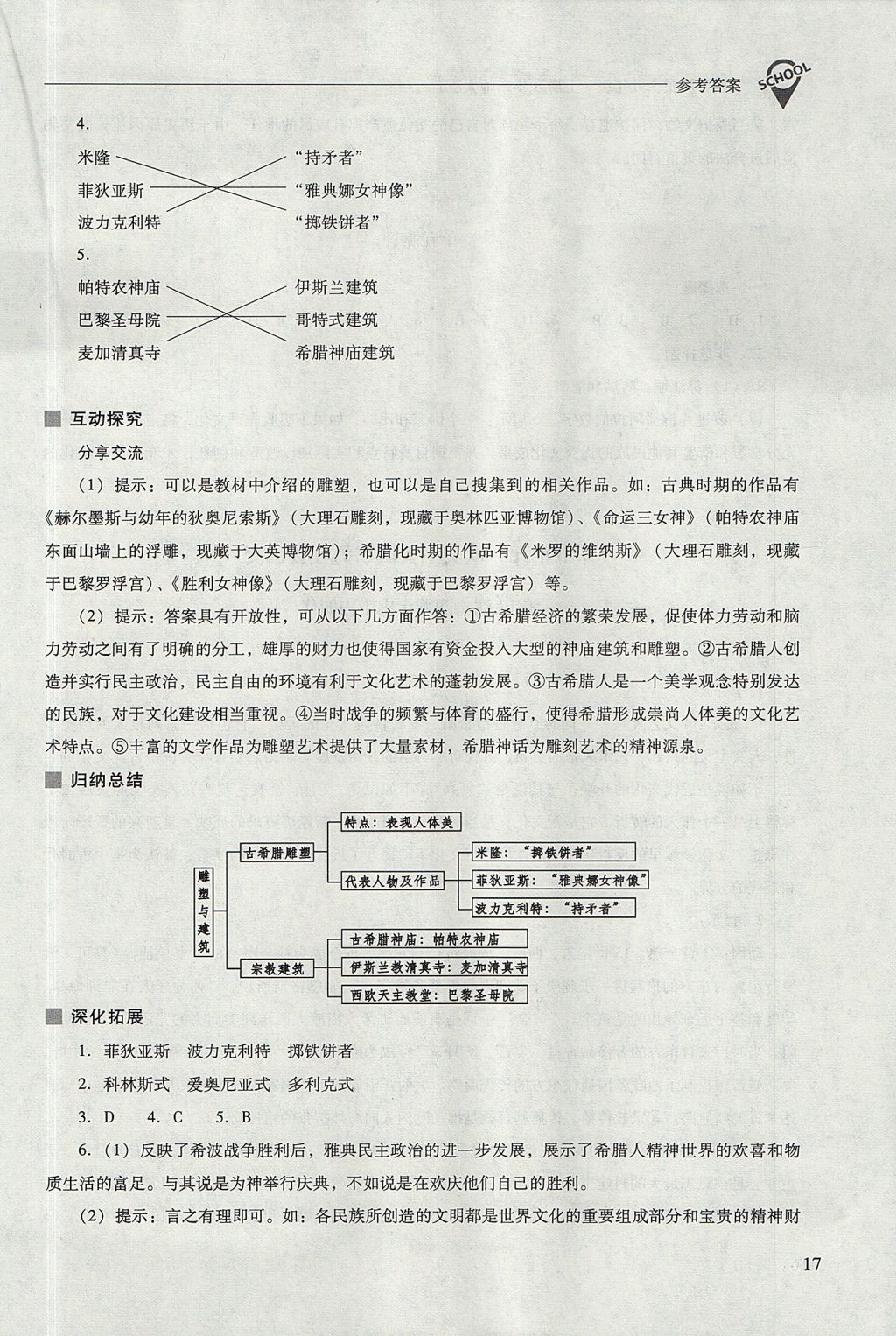 2017年新课程问题解决导学方案九年级世界历史上册华东师大版 参考答案