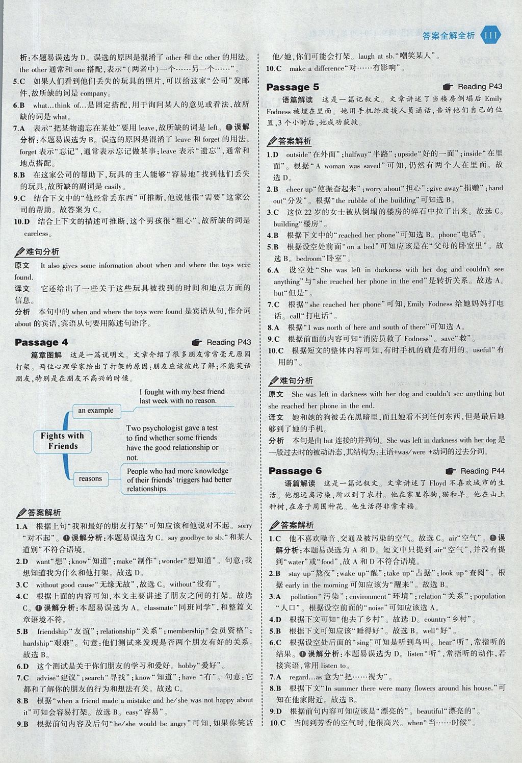 2017年53English英语完形填空八年级全一册 参考答案