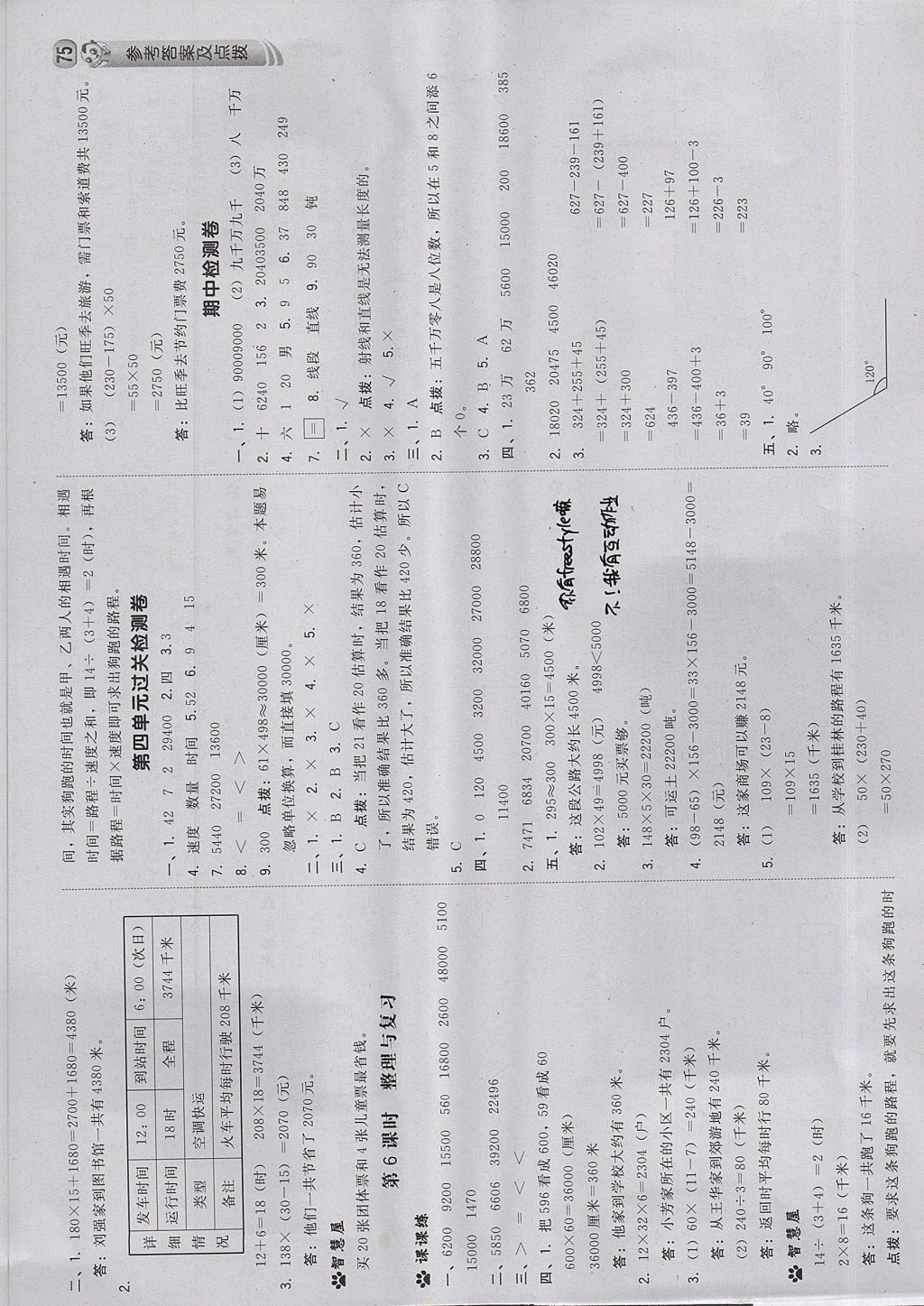 2017年綜合應(yīng)用創(chuàng)新題典中點(diǎn)四年級(jí)數(shù)學(xué)上冊(cè)西師大版 參考答案