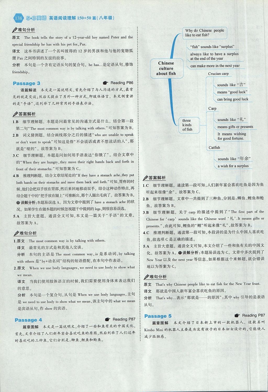 2017年53English八年级英语阅读理解 参考答案