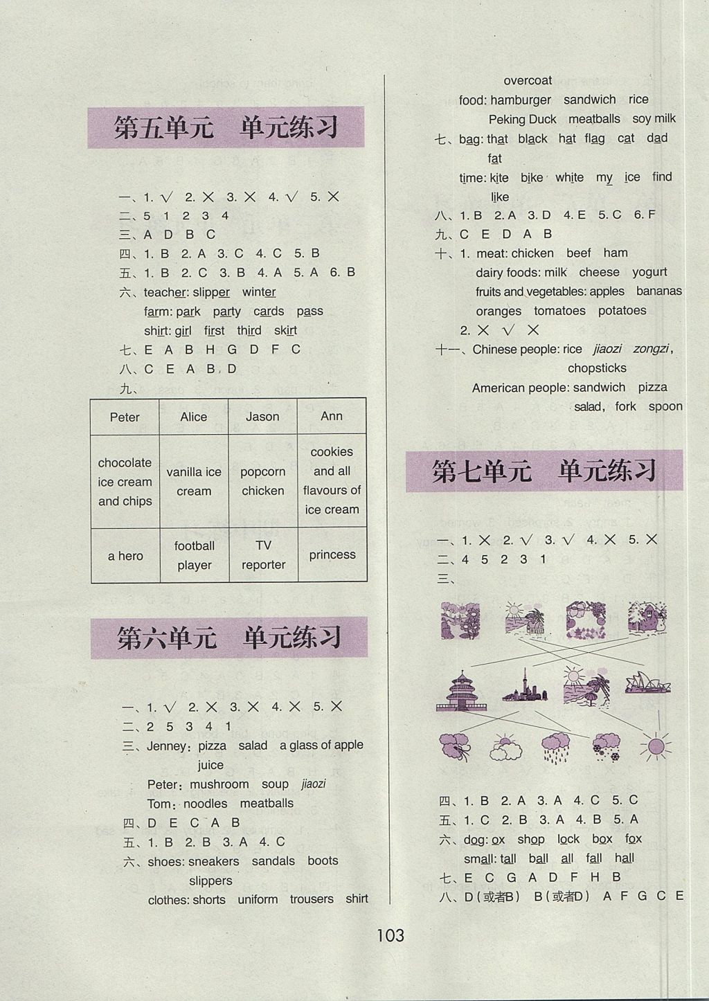 2017年幫你學(xué)英語課堂練習(xí)冊四年級上冊北京版 參考答案