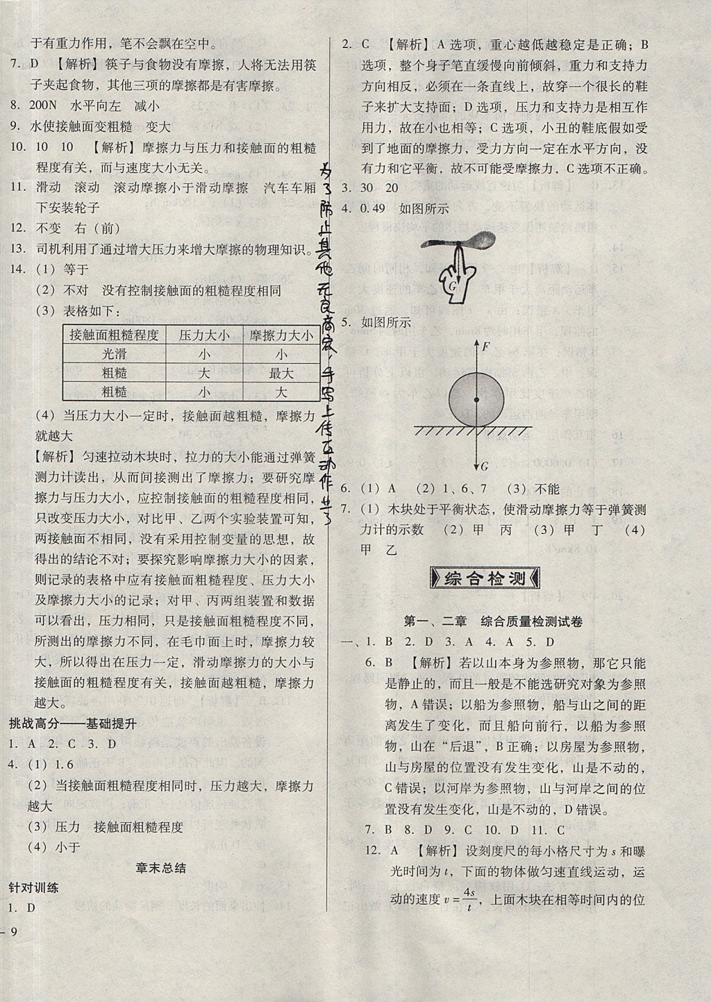 2017年勝券在握打好基礎(chǔ)金牌作業(yè)本八年級(jí)物理上冊(cè)滬科版 參考答案