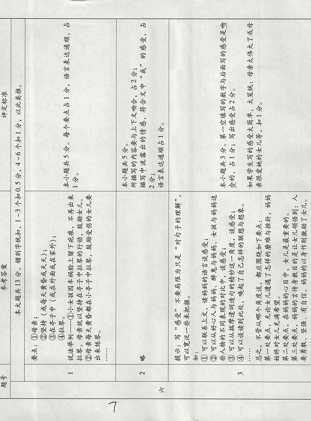 2017年小学语文目标测试六年级上册人教版 参考答案