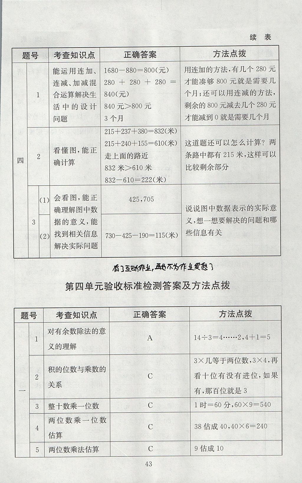 2017年海淀名師伴你學(xué)同步學(xué)練測(cè)三年級(jí)數(shù)學(xué)上冊(cè)北師大版 參考答案