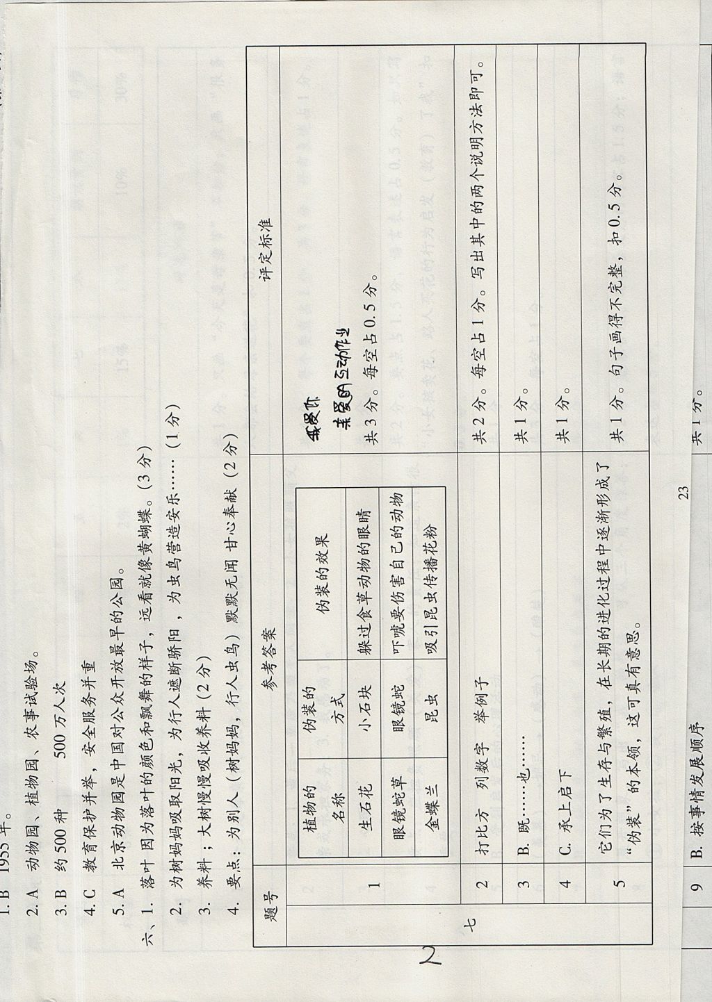 2017年小学语文目标测试六年级上册人教版 参考答案