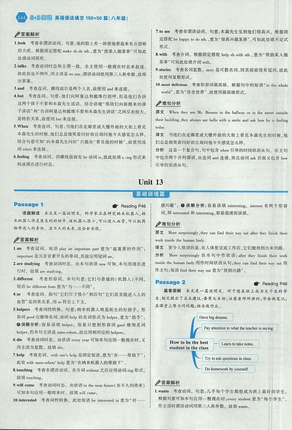 2017年53English八年级英语语法填空150加50篇 答案速查