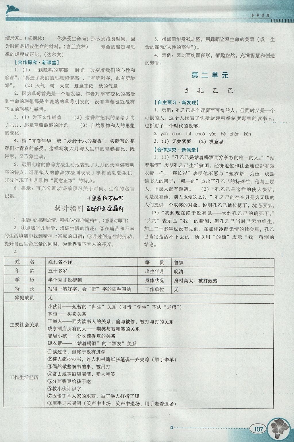 2017年南方新課堂金牌學(xué)案九年級語文上冊語文版 參考答案