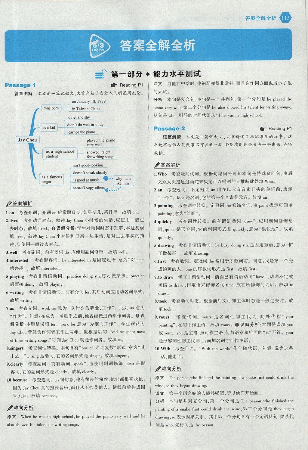 2017年53English八年级英语语法填空150加50篇 答案速查