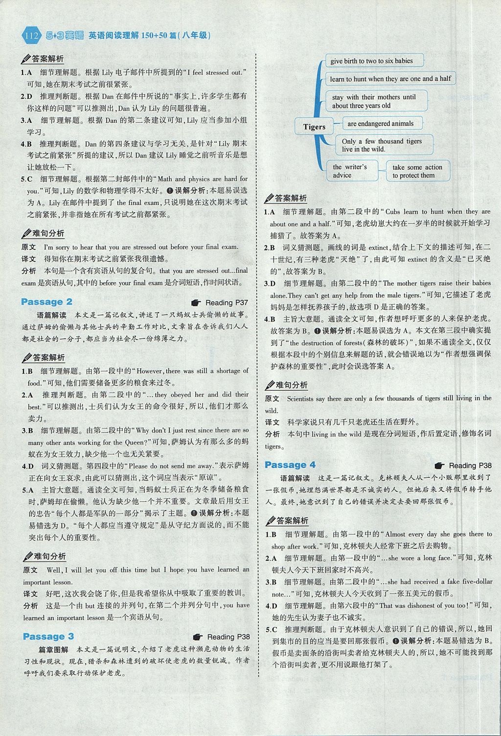 2017年53English八年级英语阅读理解 参考答案