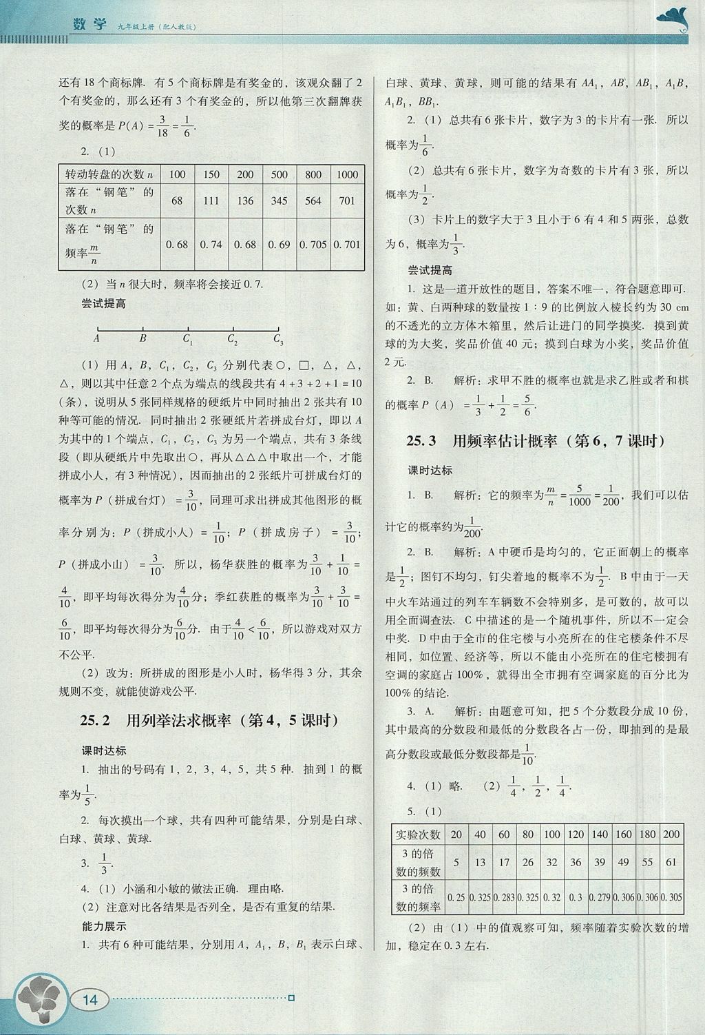 2017年南方新课堂金牌学案九年级数学上册人教版 参考答案