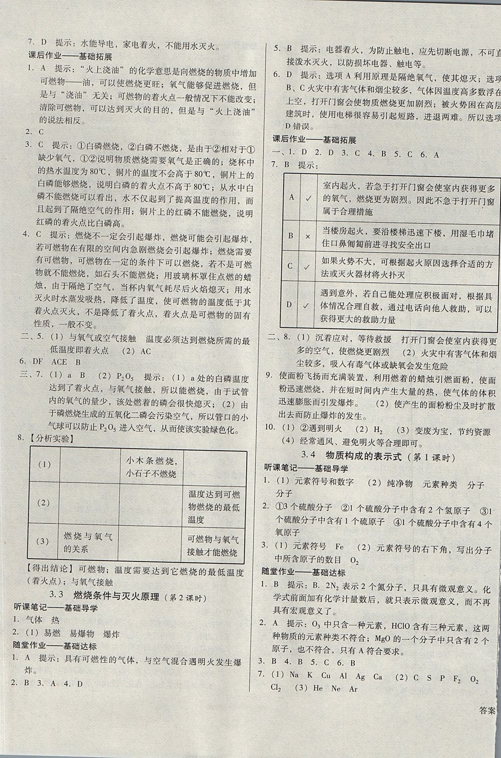 2017年勝券在握打好基礎(chǔ)金牌作業(yè)本九年級化學(xué)上冊粵科版 參考答案