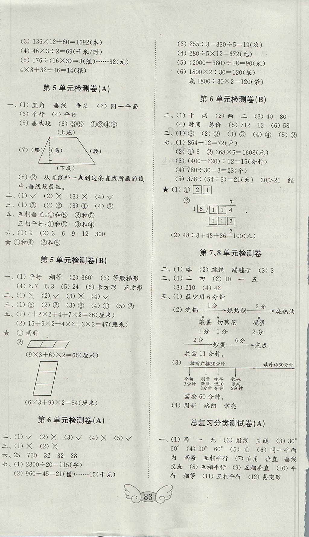 2017年金鑰匙小學(xué)數(shù)學(xué)試卷四年級上冊人教版 參考答案