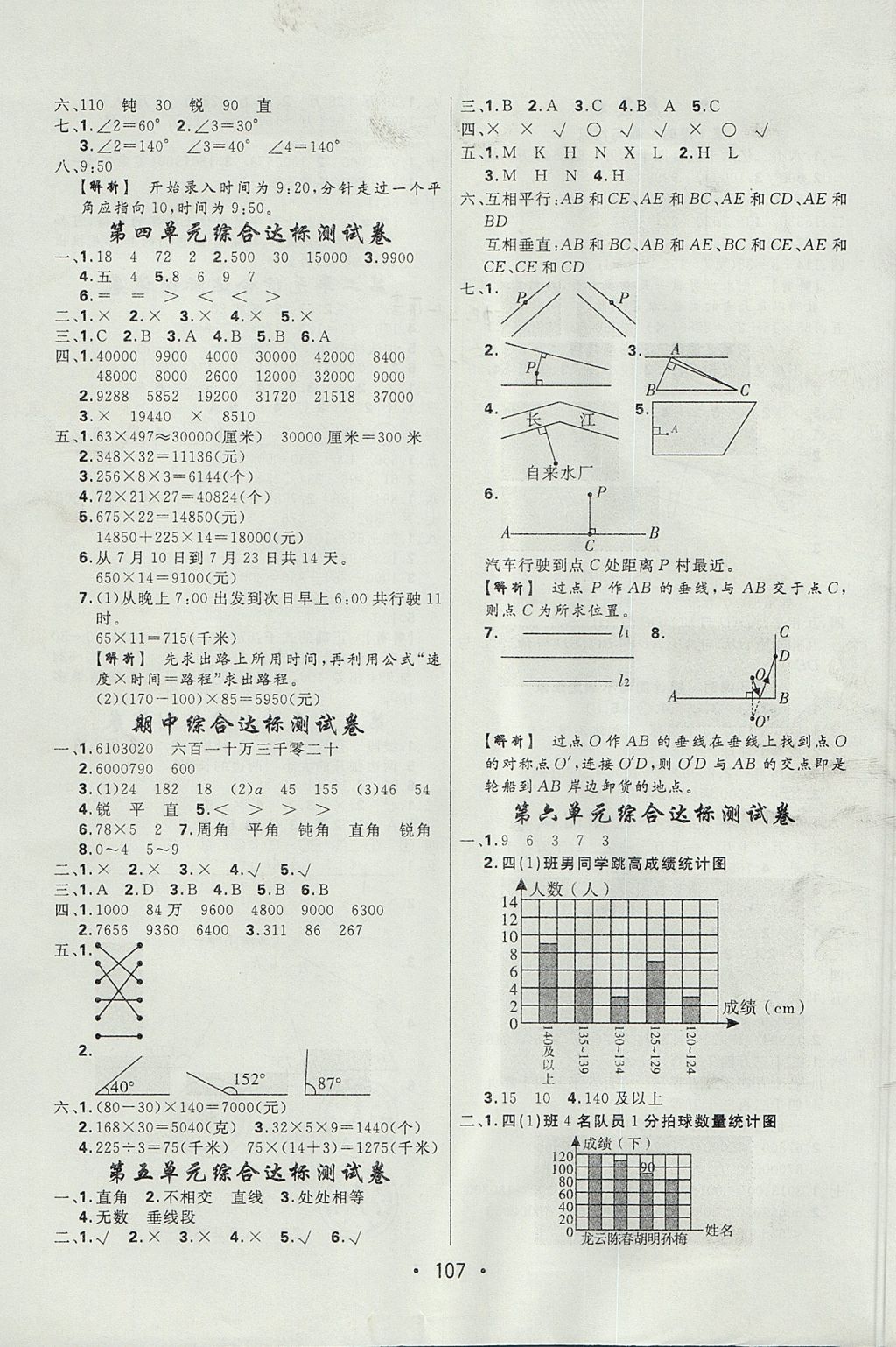 2017年核心課堂作業(yè)創(chuàng)新設(shè)計(jì)四年級數(shù)學(xué)上冊西師大版 參考答案