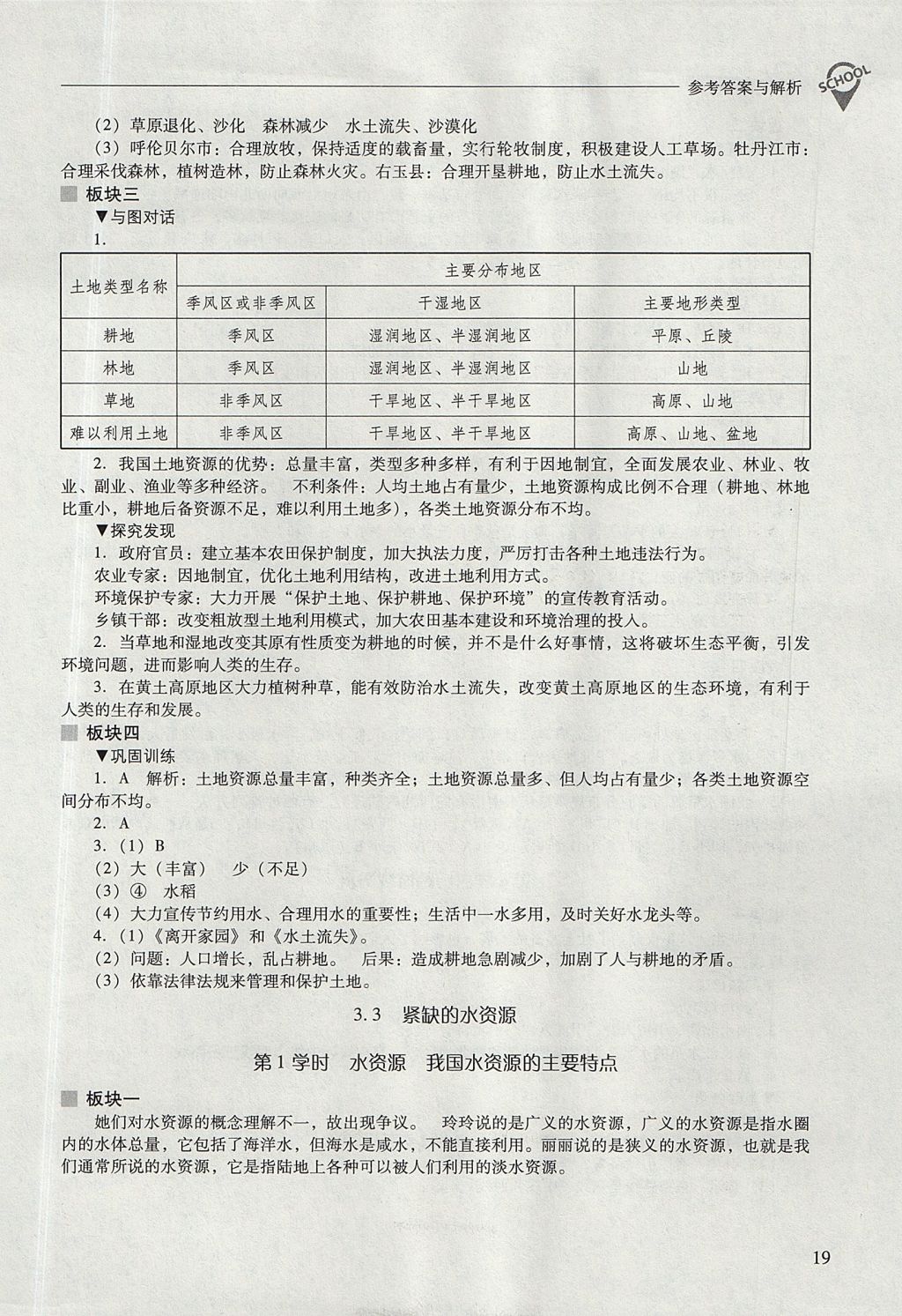 2017年新課程問題解決導(dǎo)學(xué)方案七年級地理上冊晉教版 參考答案