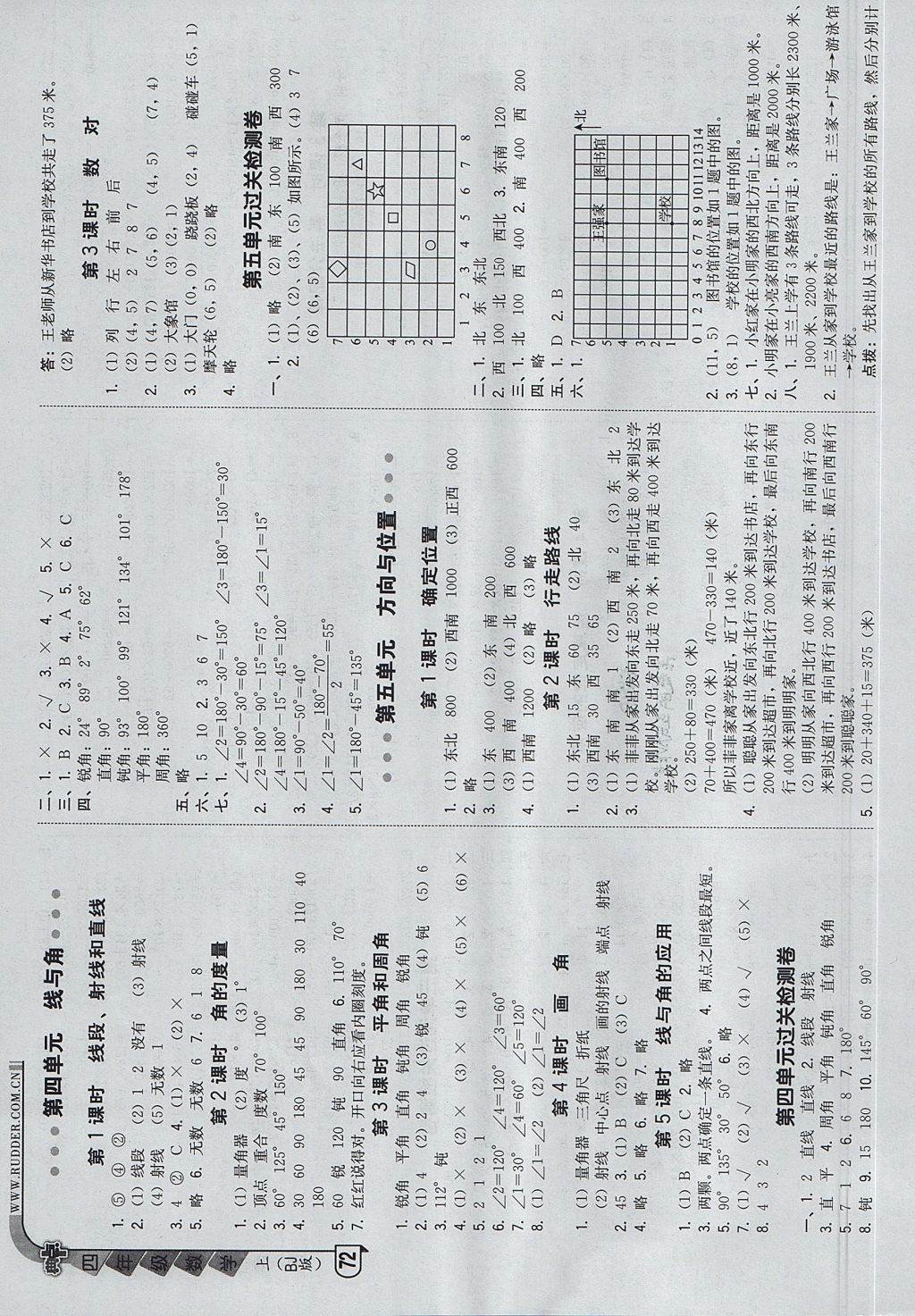 2017年综合应用创新题典中点四年级数学上册北京课改版 参考答案