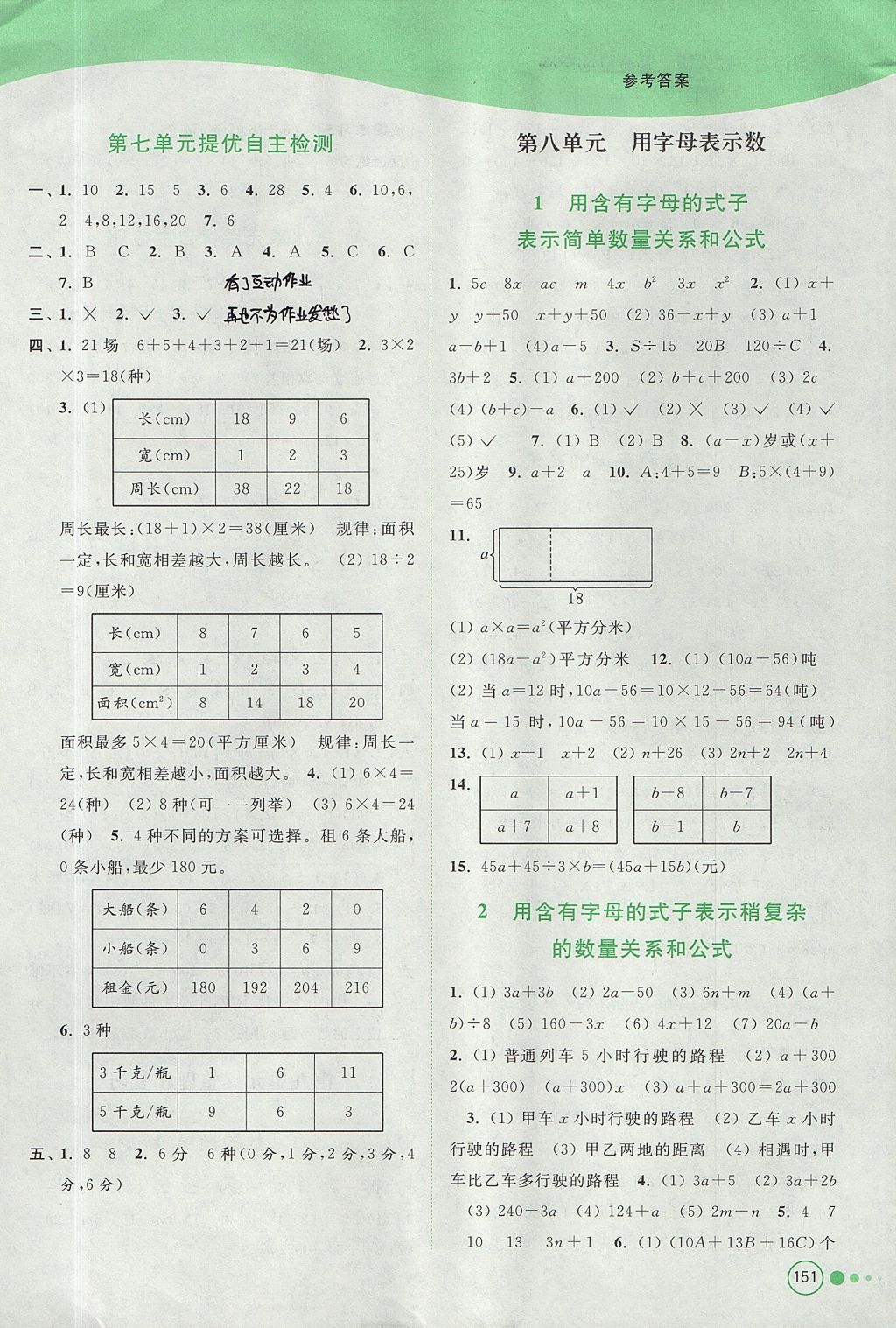 2017年亮點給力提優(yōu)班多維互動空間五年級數(shù)學(xué)上冊江蘇版 參考答案