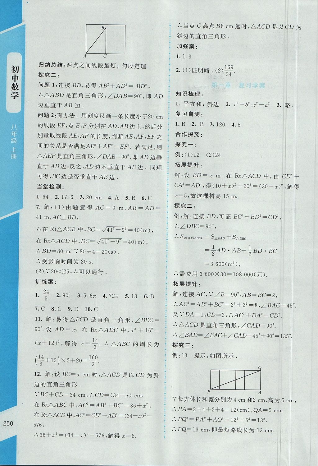 2017年课堂精练八年级数学上册北师大版大庆专版 参考答案