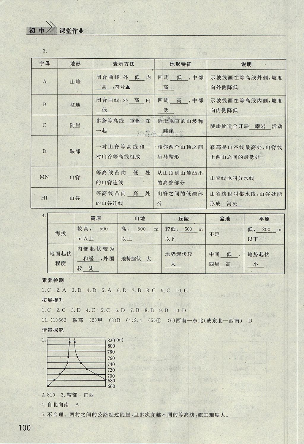 2017年长江作业本课堂作业七年级地理上册人教版 参考答案