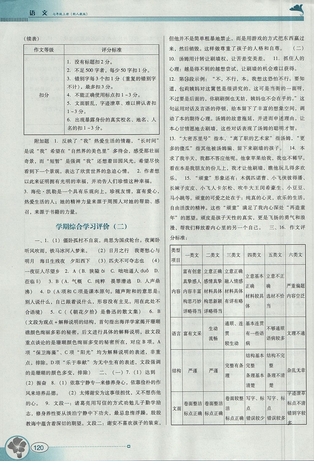 2017年南方新課堂金牌學(xué)案七年級(jí)語文上冊(cè)人教版 參考答案