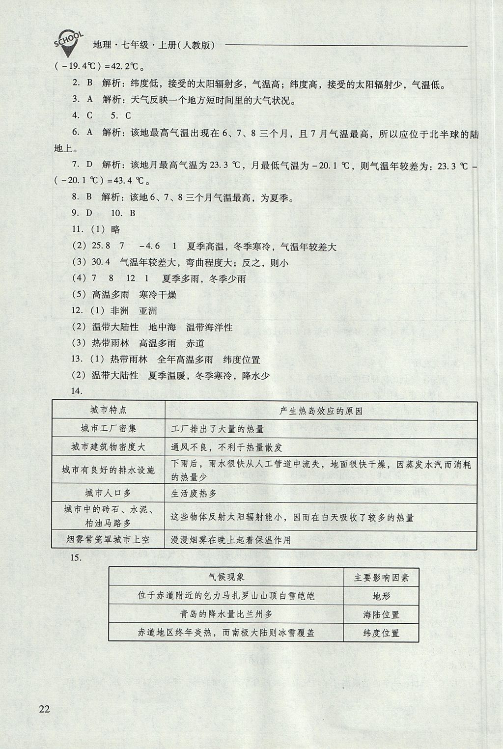 2017年新课程问题解决导学方案七年级地理上册人教版 参考答案