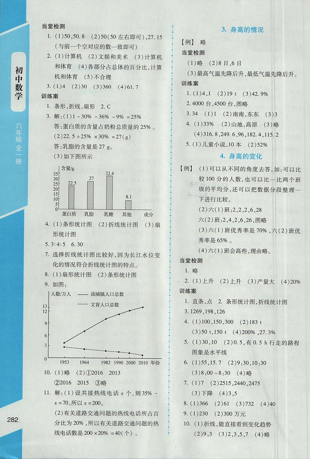 2017年課堂精練六年級(jí)數(shù)學(xué)全一冊北師大版大慶專版 參考答案