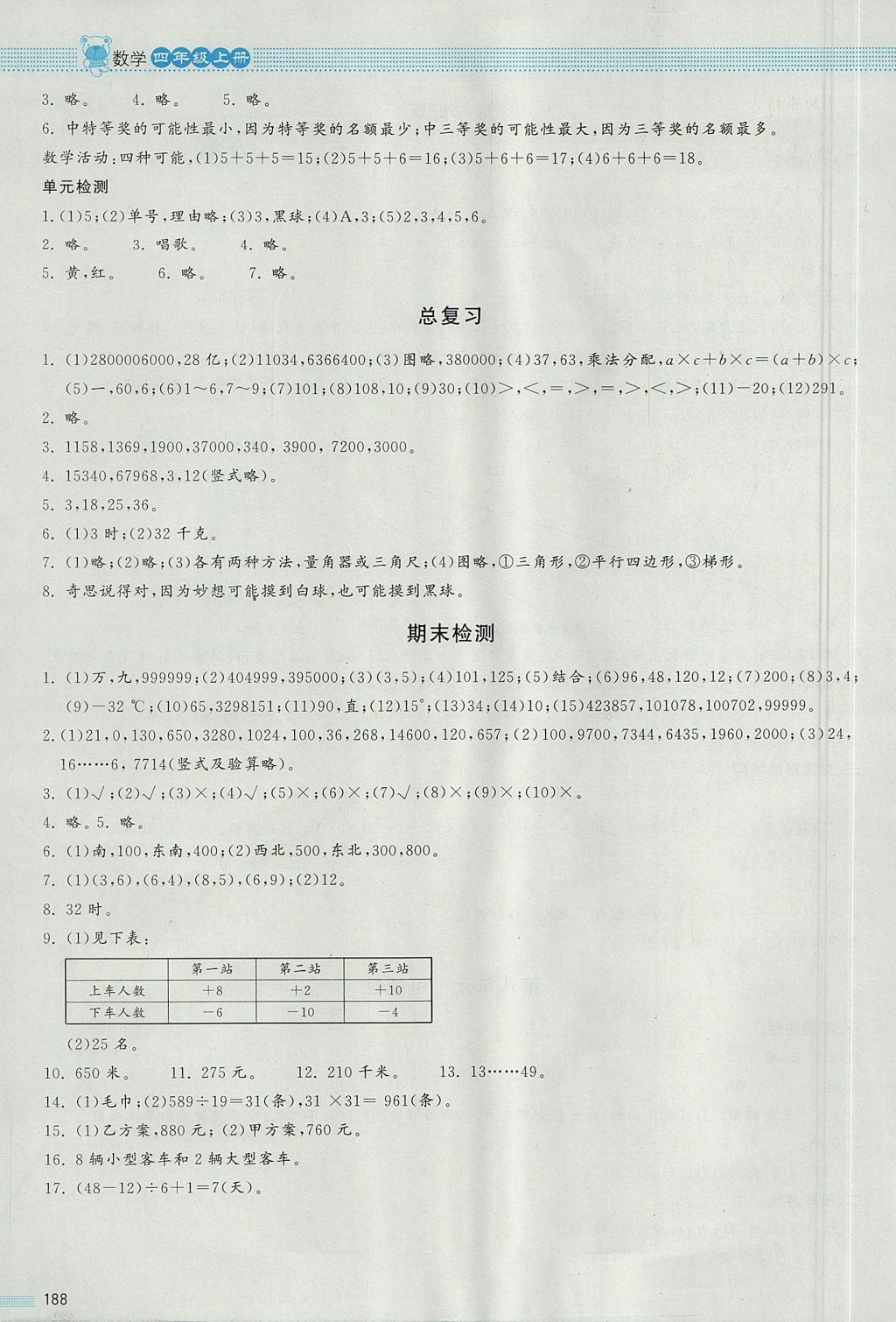 2017年課堂精練四年級數(shù)學(xué)上冊北師大版大慶專版 參考答案