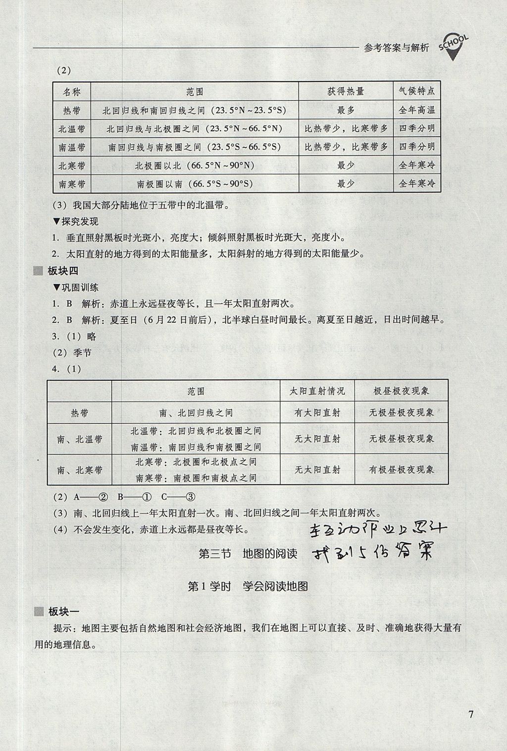 2017年新課程問(wèn)題解決導(dǎo)學(xué)方案七年級(jí)地理上冊(cè)人教版 參考答案