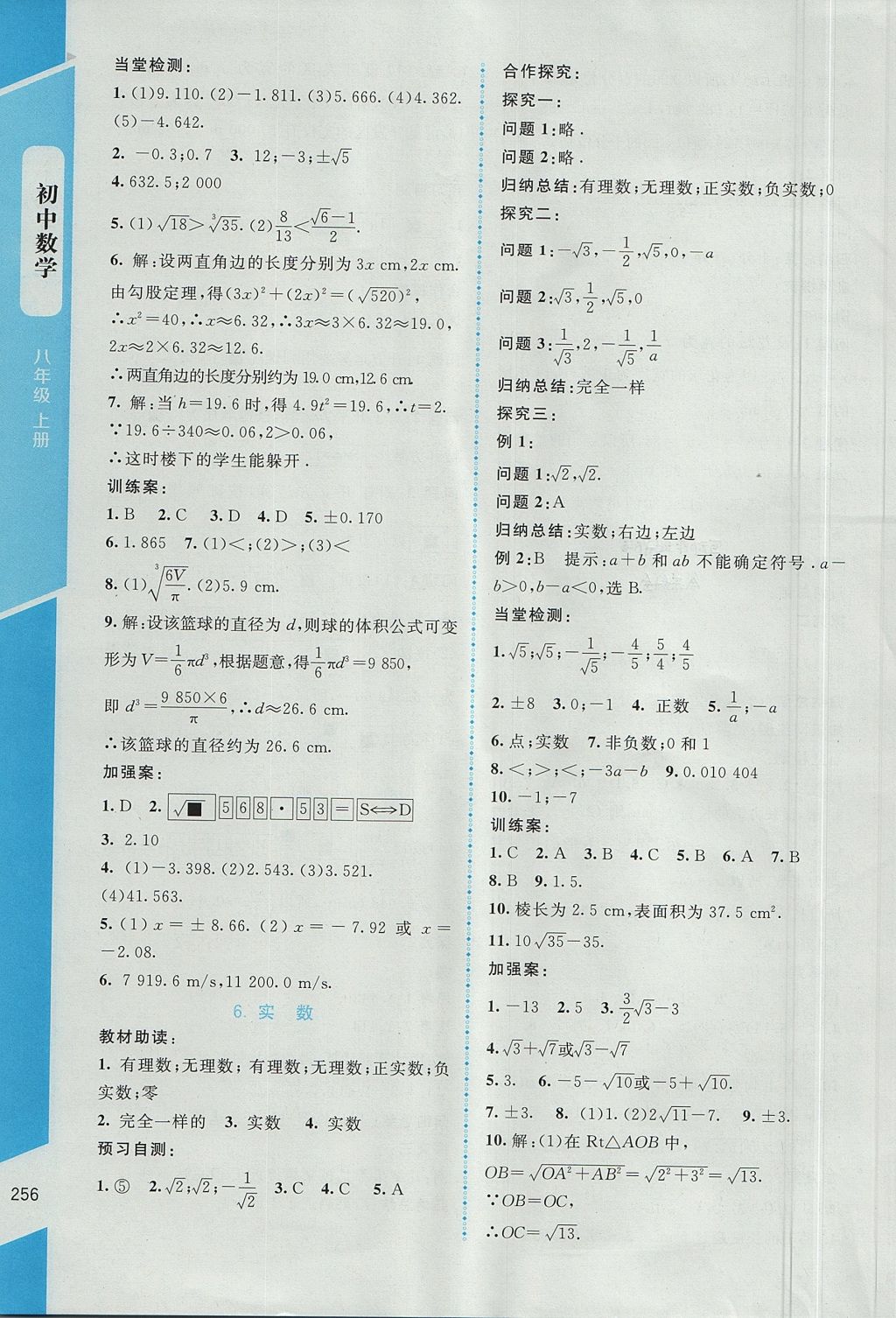 2017年课堂精练八年级数学上册北师大版大庆专版 参考答案