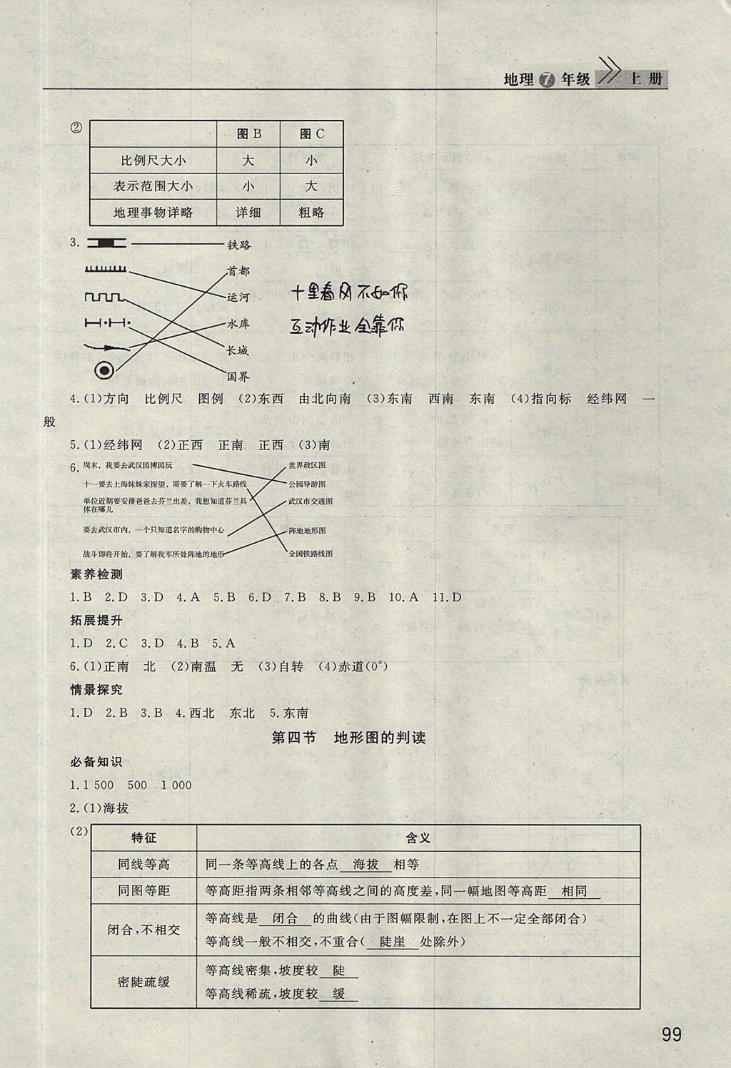 2017年长江作业本课堂作业七年级地理上册人教版 参考答案