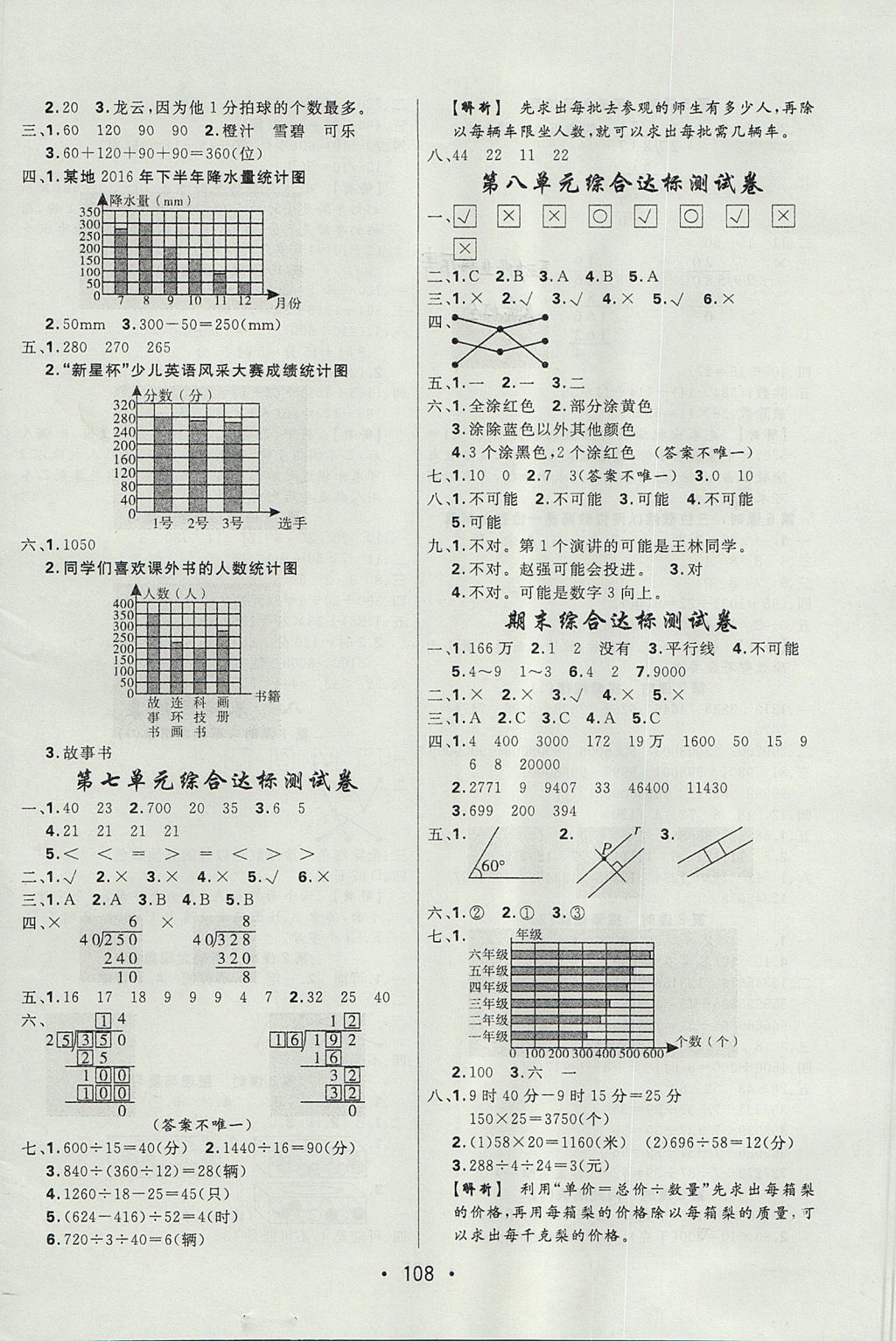 2017年核心課堂作業(yè)創(chuàng)新設(shè)計(jì)四年級數(shù)學(xué)上冊西師大版 參考答案