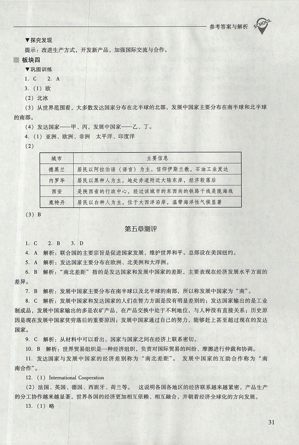 2017年新課程問題解決導(dǎo)學(xué)方案七年級地理上冊人教版 參考答案