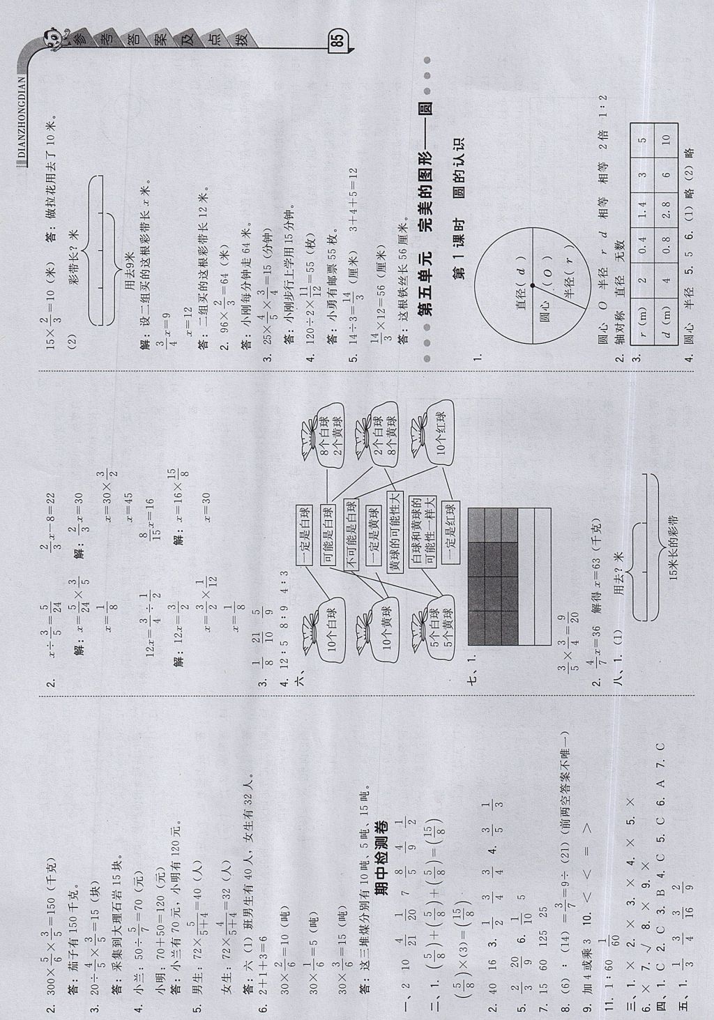 2017年綜合應(yīng)用創(chuàng)新題典中點(diǎn)六年級(jí)數(shù)學(xué)上冊(cè)青島版 參考答案