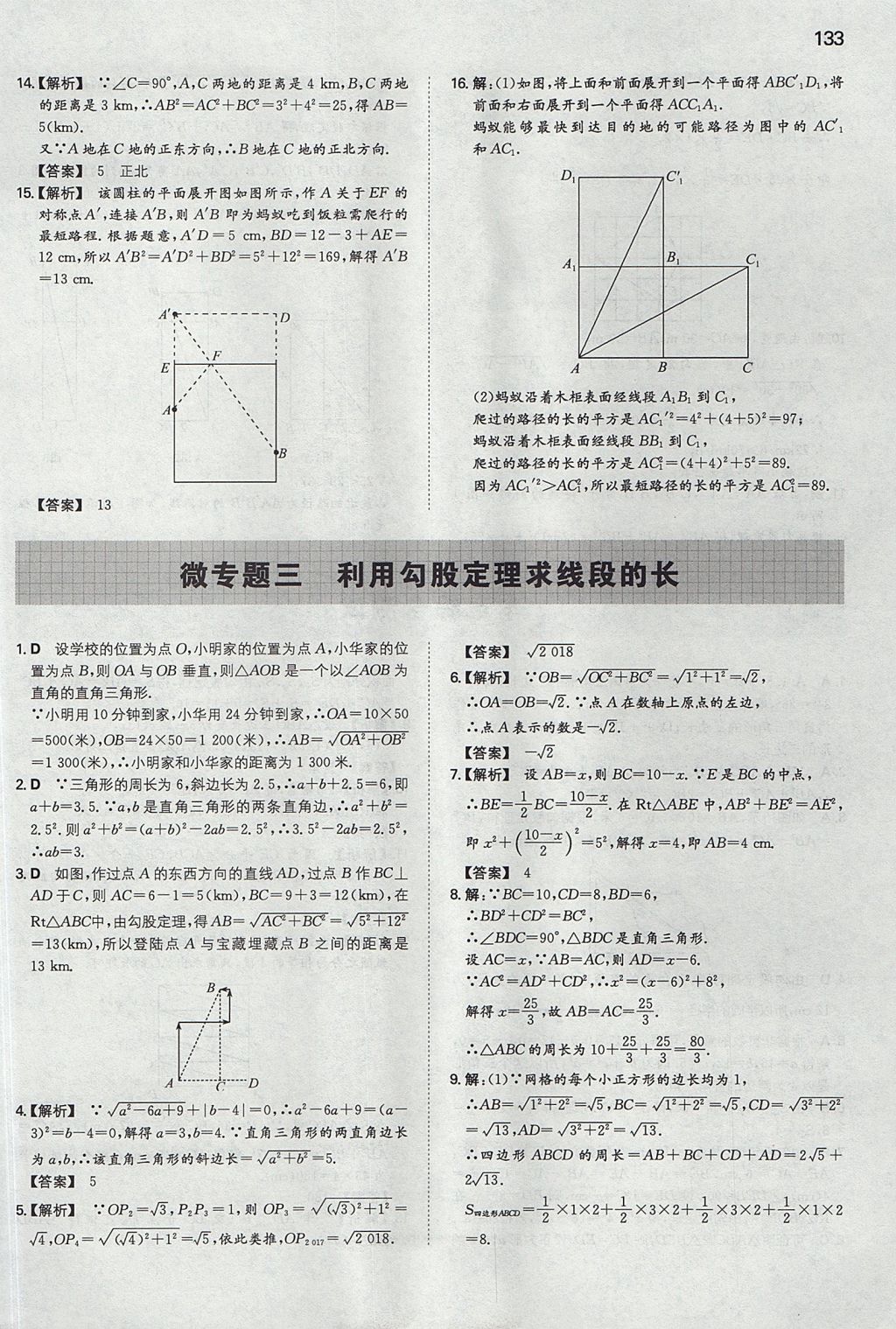 2017年一本八年級(jí)數(shù)學(xué)上冊(cè)華師大版 參考答案