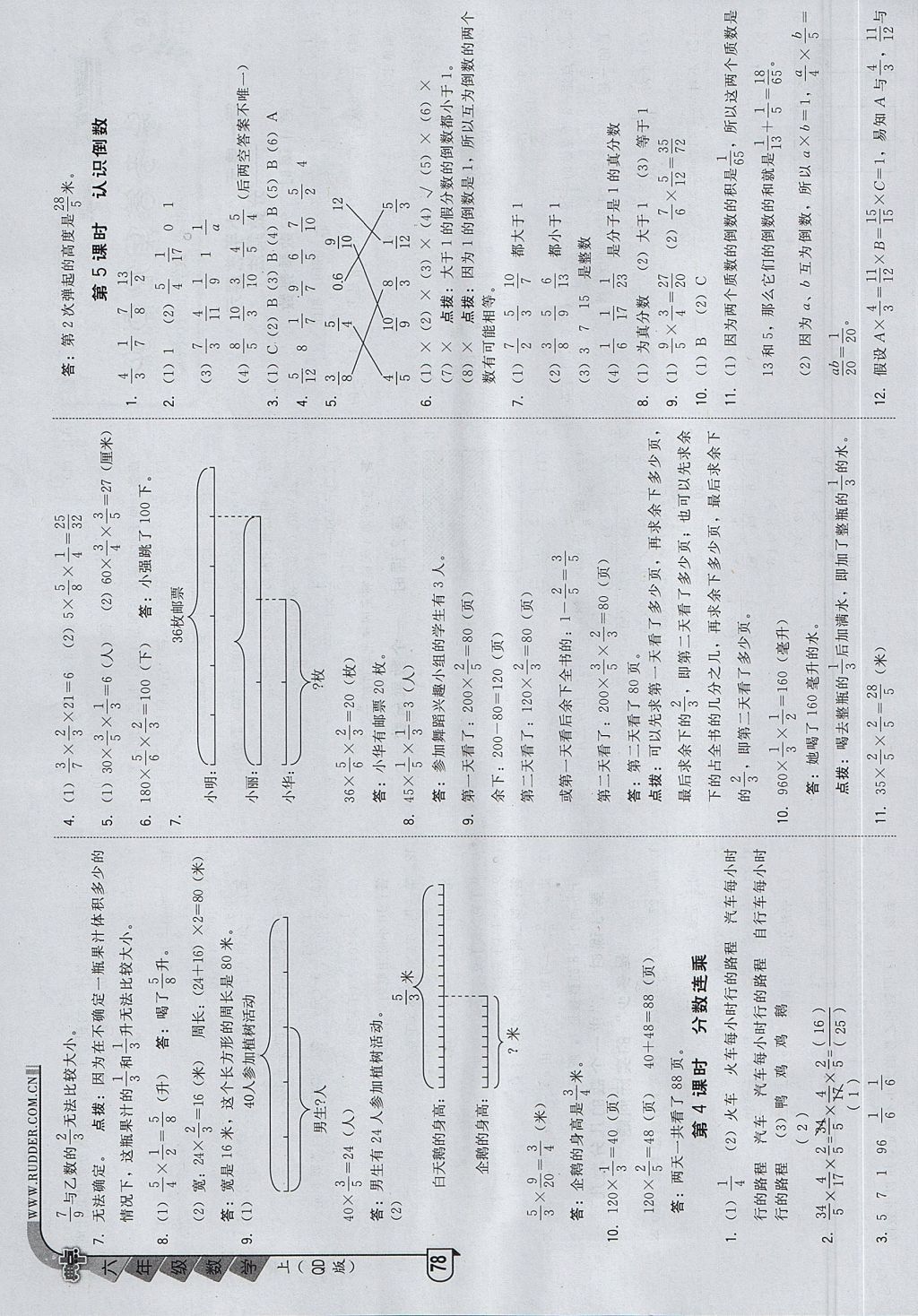 2017年综合应用创新题典中点六年级数学上册青岛版 参考答案