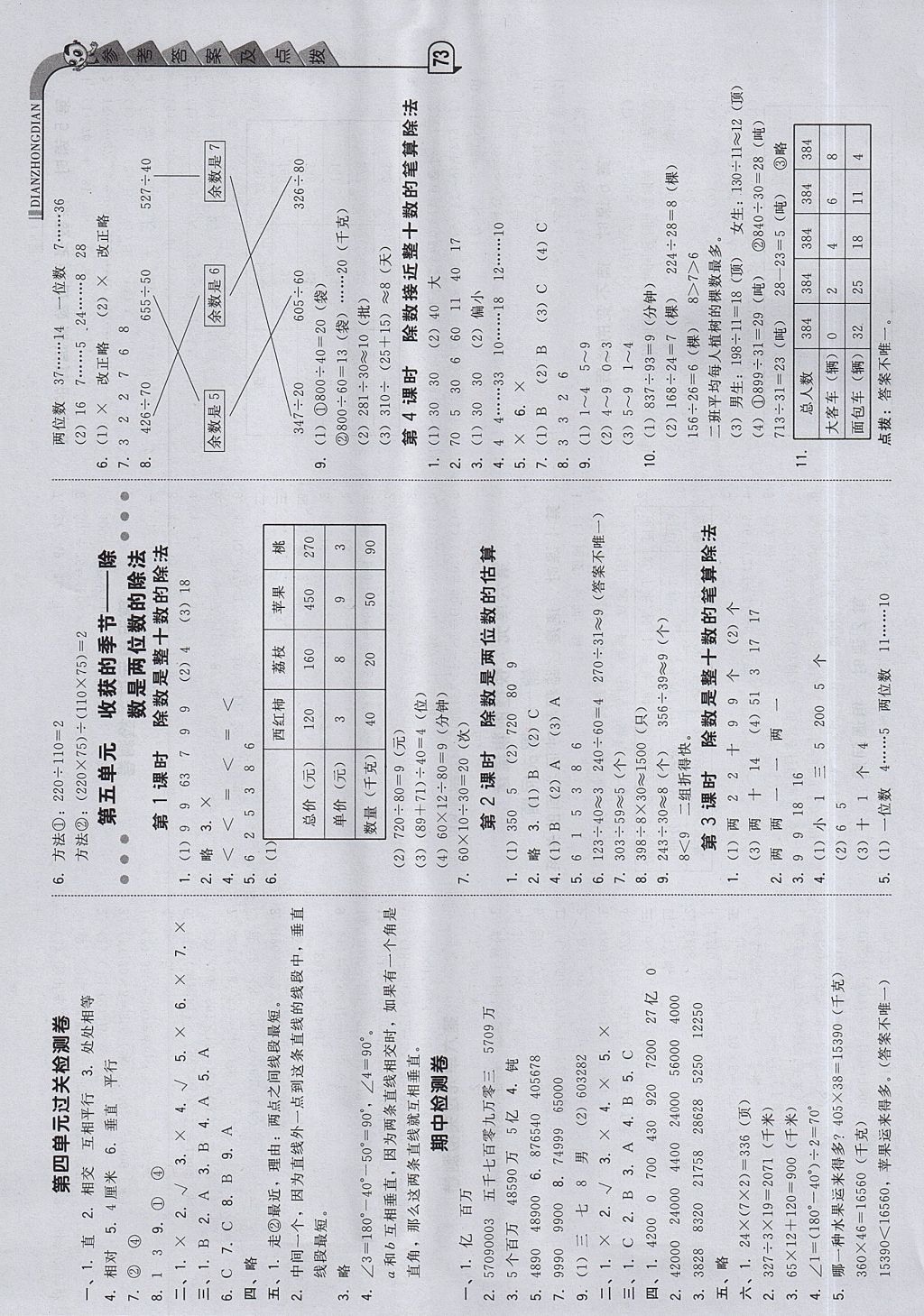 2017年綜合應(yīng)用創(chuàng)新題典中點(diǎn)四年級(jí)數(shù)學(xué)上冊(cè)青島版 參考答案