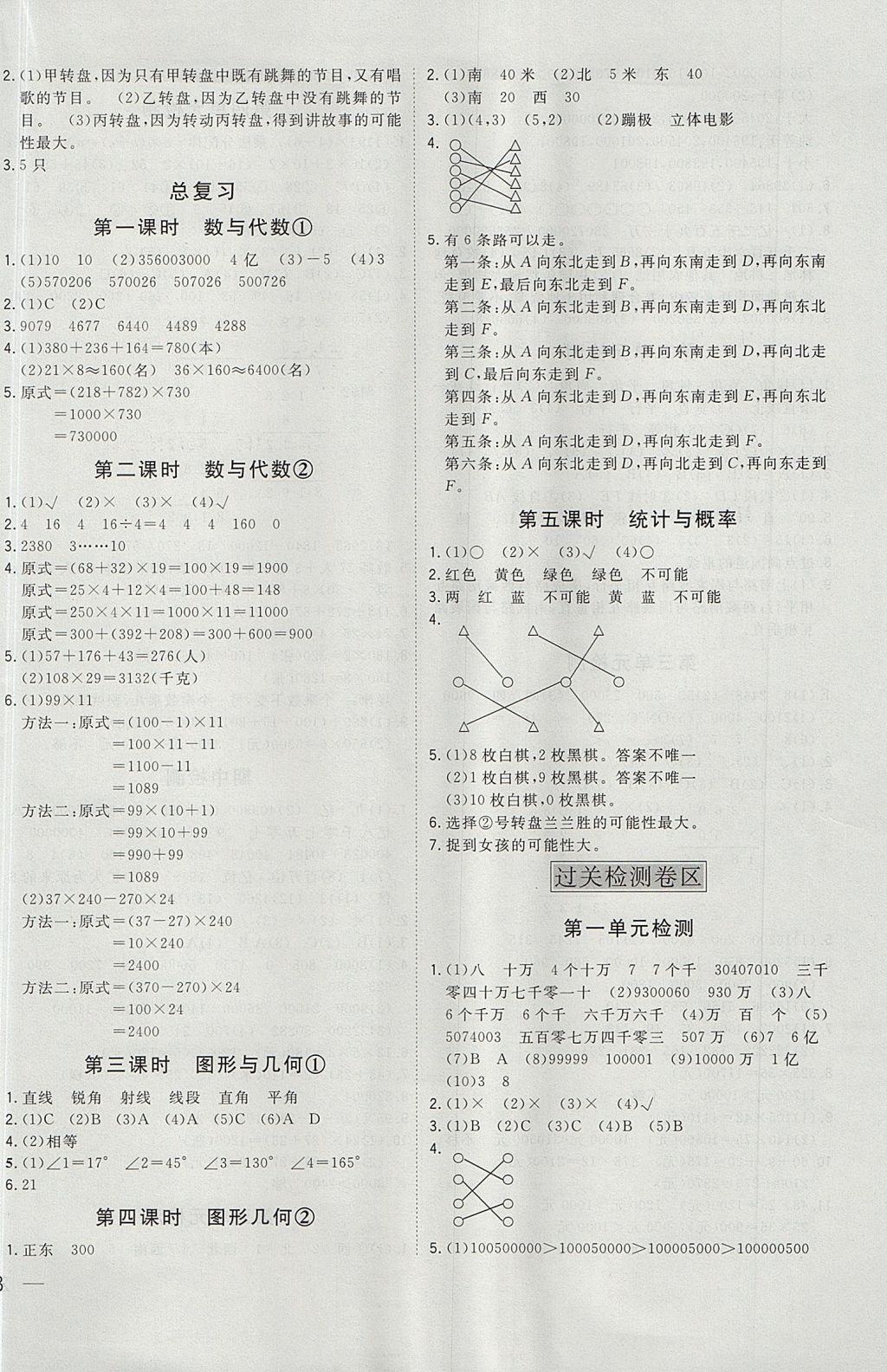 2017年名題1加1四年級數(shù)學(xué)上冊北師大版 參考答案