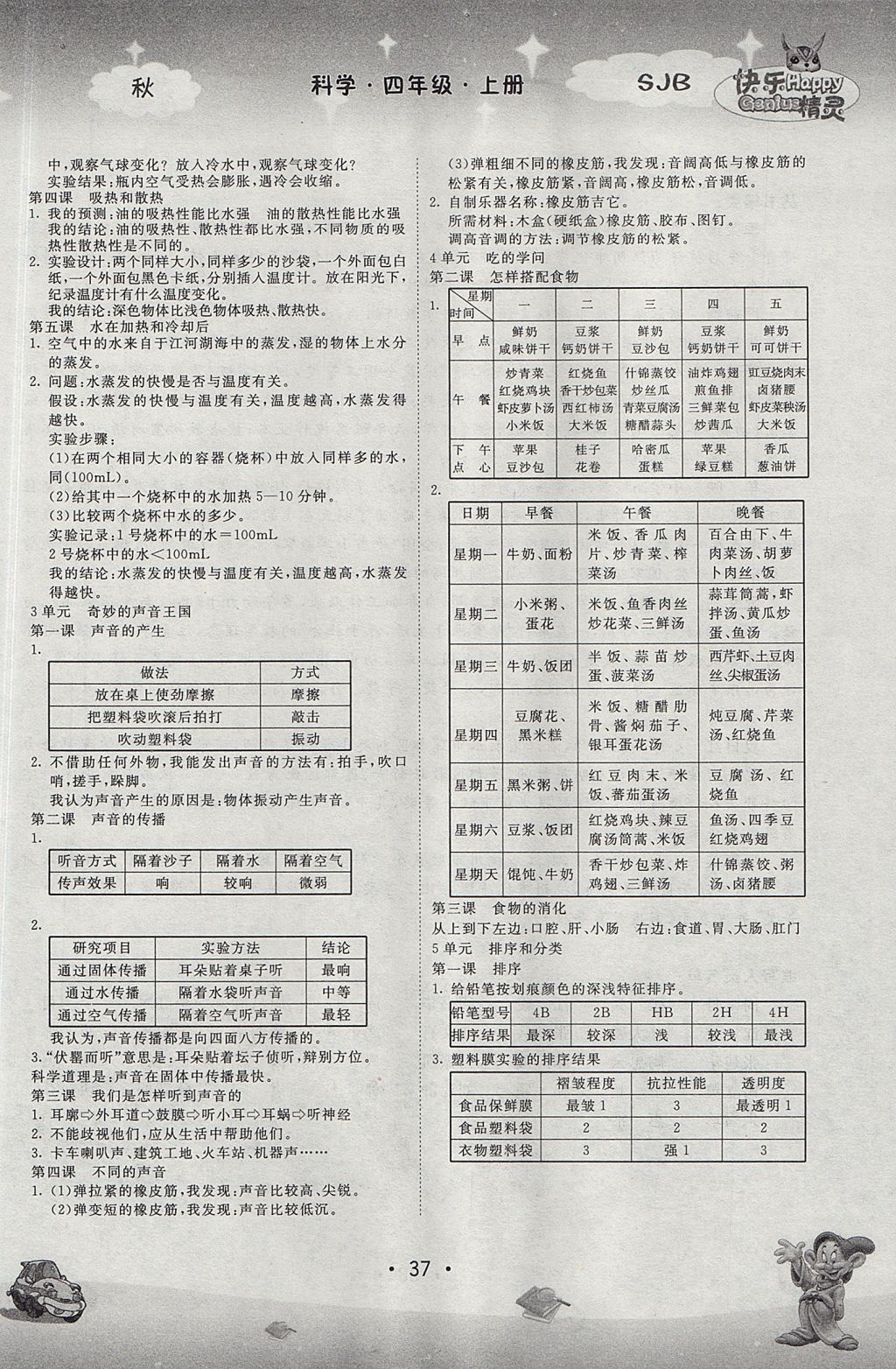 2017年名校作業(yè)本四年級科學(xué)上冊蘇教版 參考答案