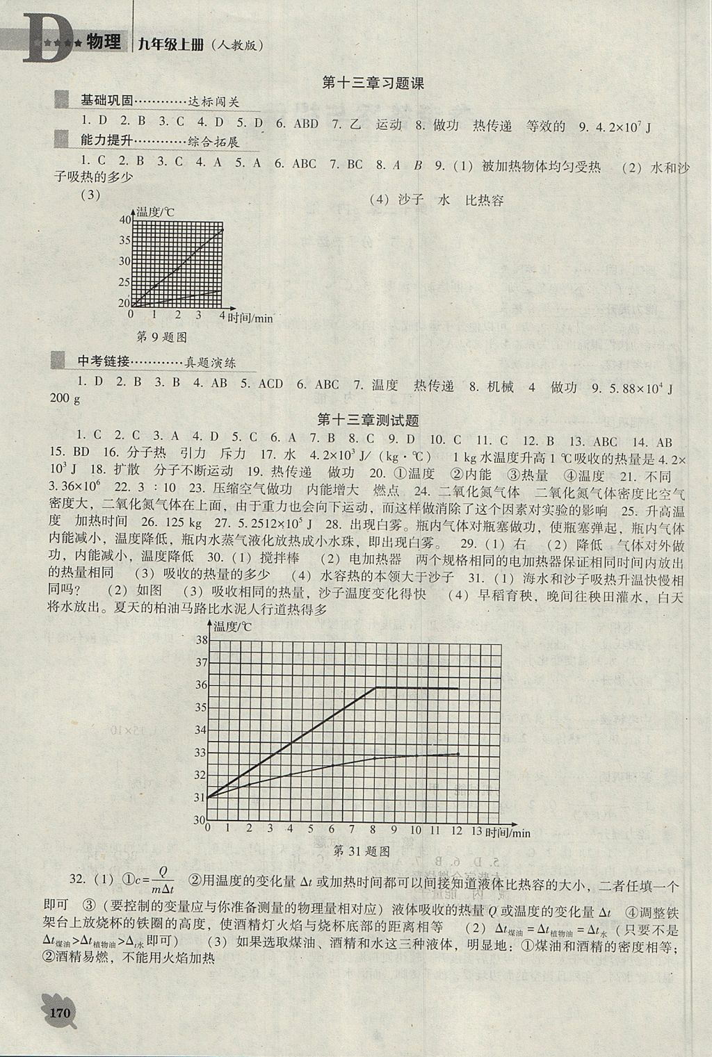 2017年新課程物理能力培養(yǎng)九年級(jí)上冊(cè)人教版D版 參考答案