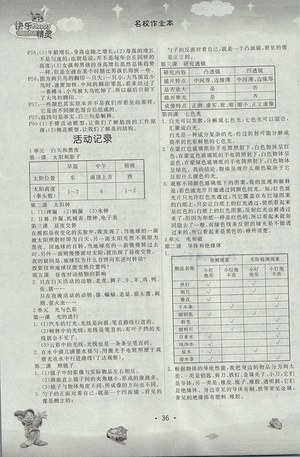 2017年名校作業(yè)本五年級(jí)科學(xué)上冊(cè)蘇教版 參考答案