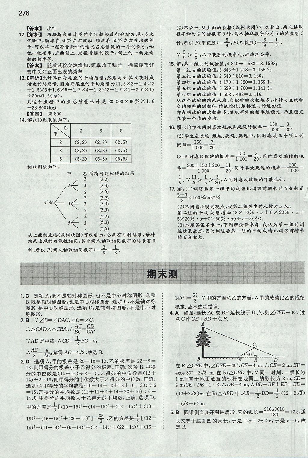 2017年一本九年級數(shù)學全一冊蘇科版 參考答案