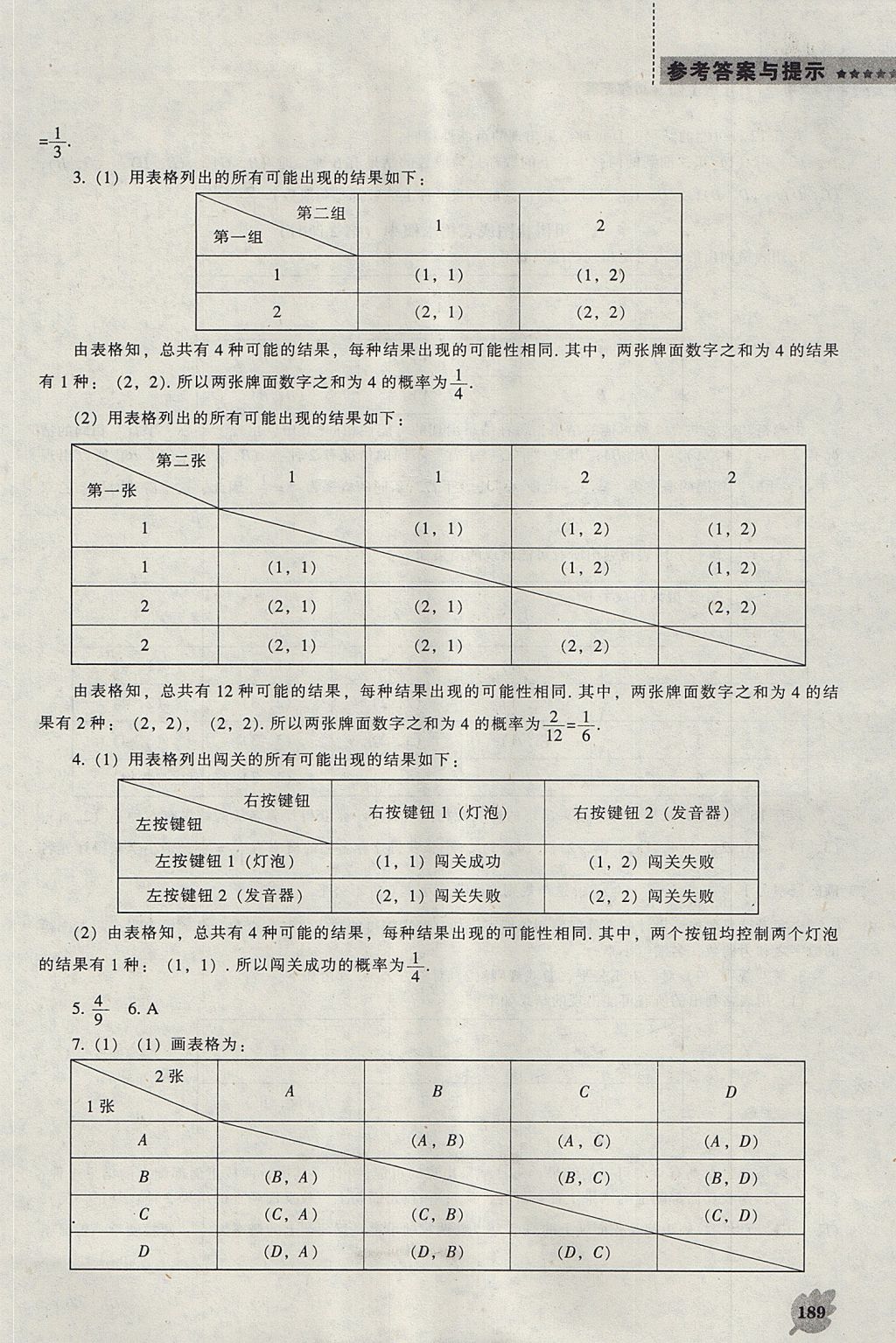 2017年新課程數(shù)學(xué)能力培養(yǎng)九年級上冊北師大版 參考答案