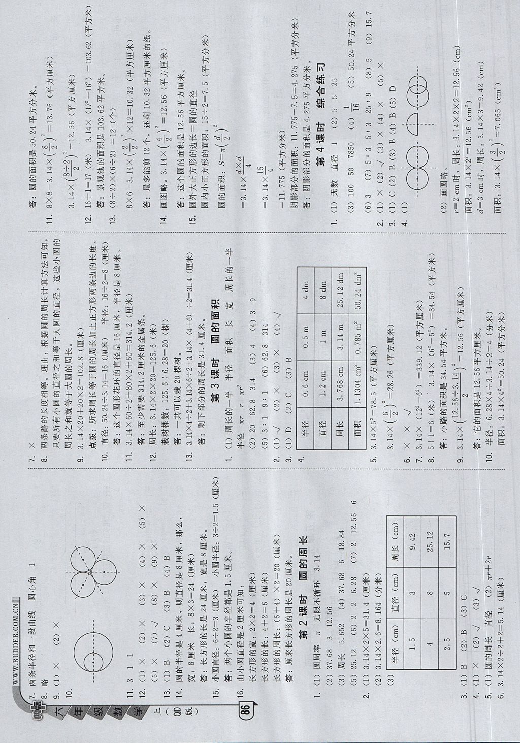 2017年綜合應(yīng)用創(chuàng)新題典中點六年級數(shù)學(xué)上冊青島版 參考答案