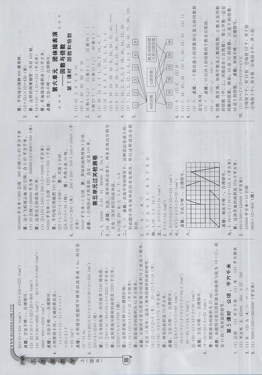 2017年综合应用创新题典中点五年级数学上册青岛版 参考答案