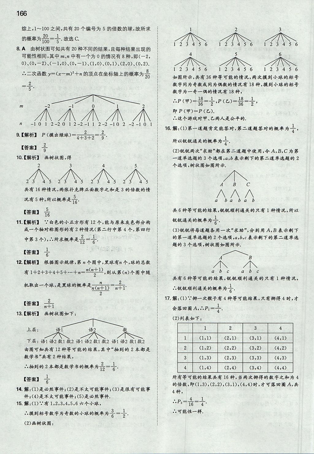 2017年一本初中數(shù)學(xué)九年級上冊華師大版 參考答案