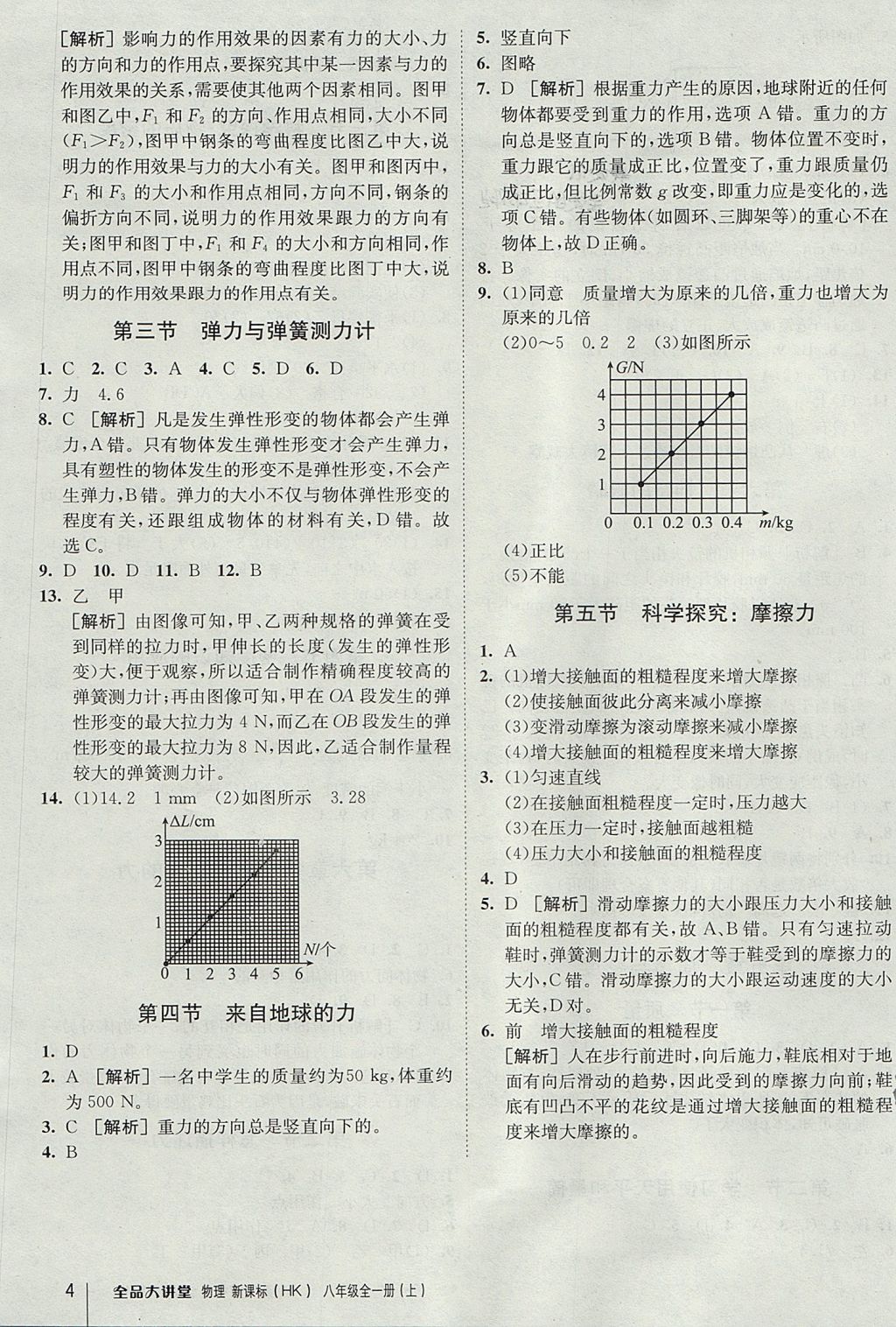 2017年全品大講堂初中物理八年級(jí)全一冊(cè)上滬科版 參考答案