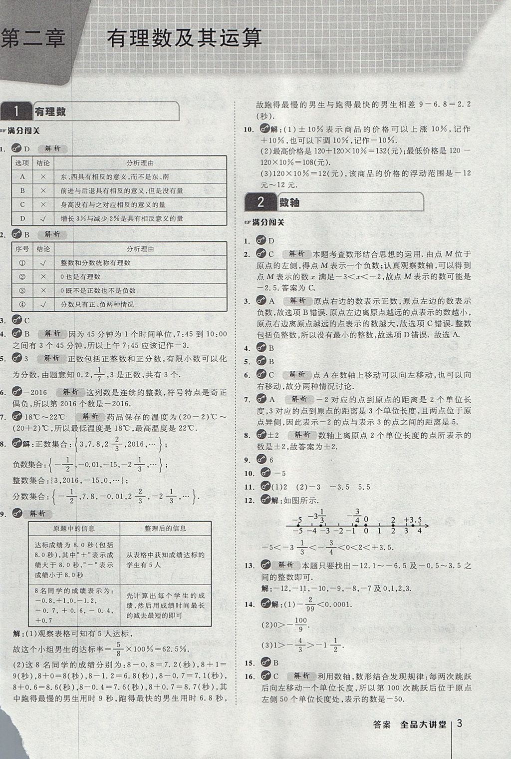 2017年全品大講堂七年級數(shù)學(xué)上冊北師大版 教材答案