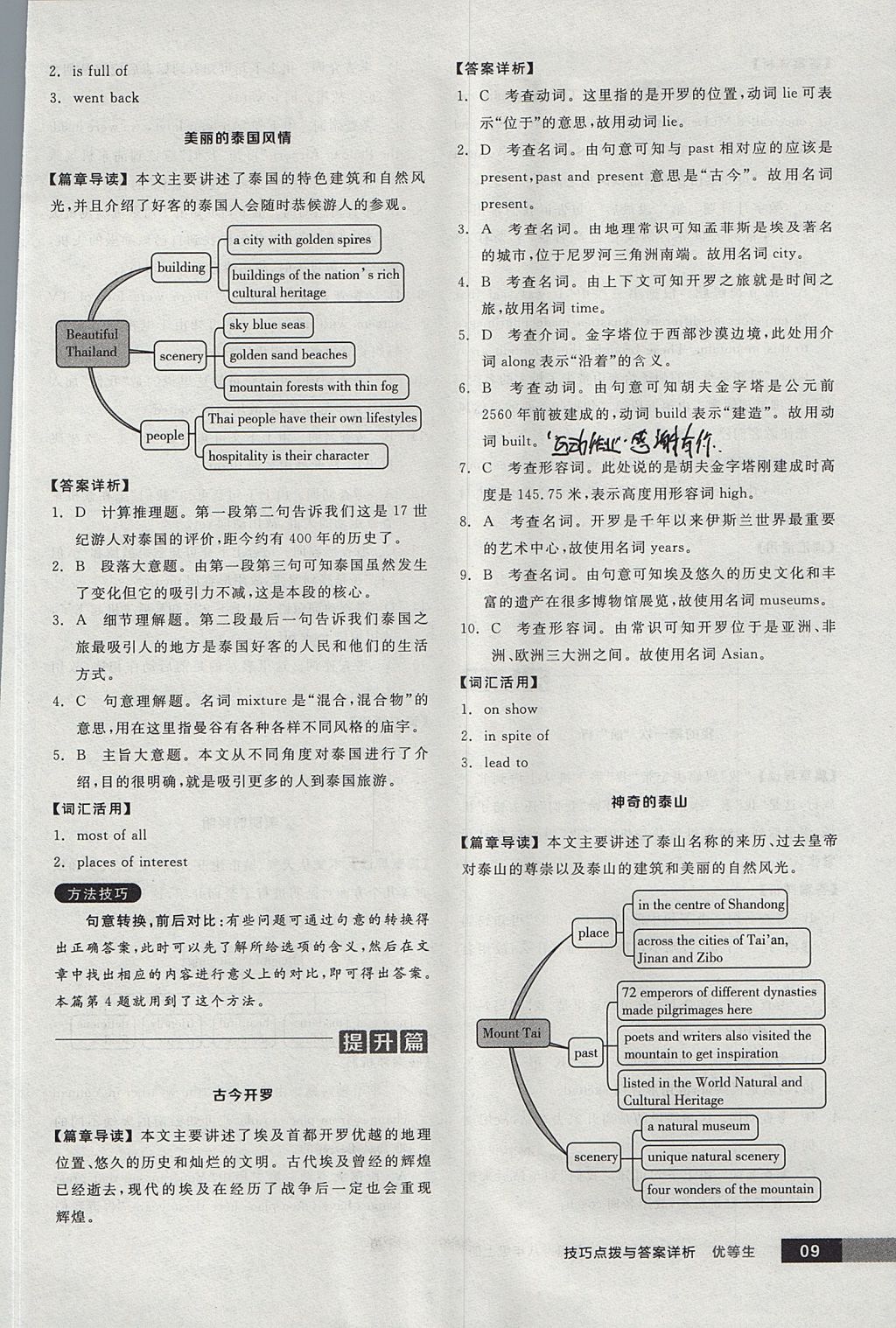 2017年全品优等生完形填空加阅读理解八年级英语上册外研版 参考答案